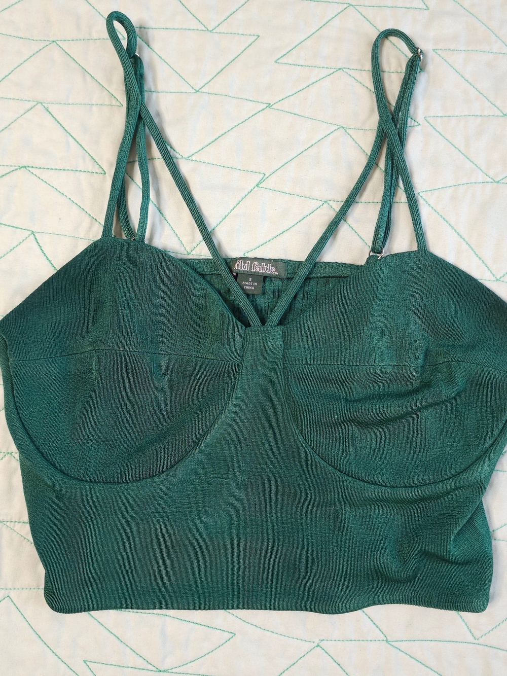 Wild Fable Green Strappy Smocked Cropped Cami Tank Top